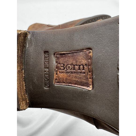 Born Kerri Brown Leather Ankle Boots Block Heel Zip Booties Womens Sz 11 - Picture 11 of 12